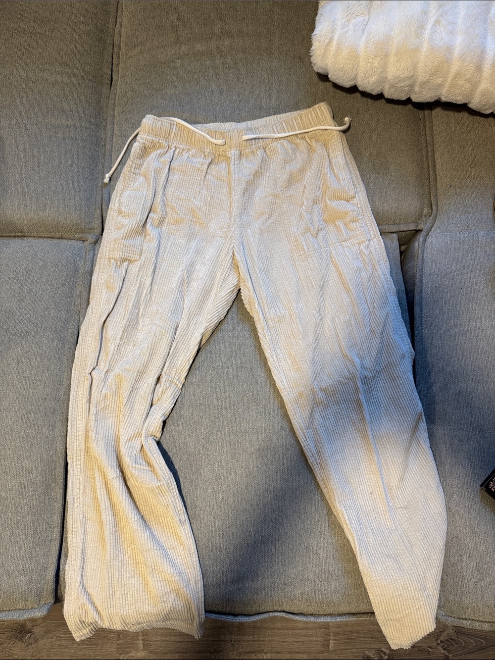 aerie Cream Ribbed Jogger Pants